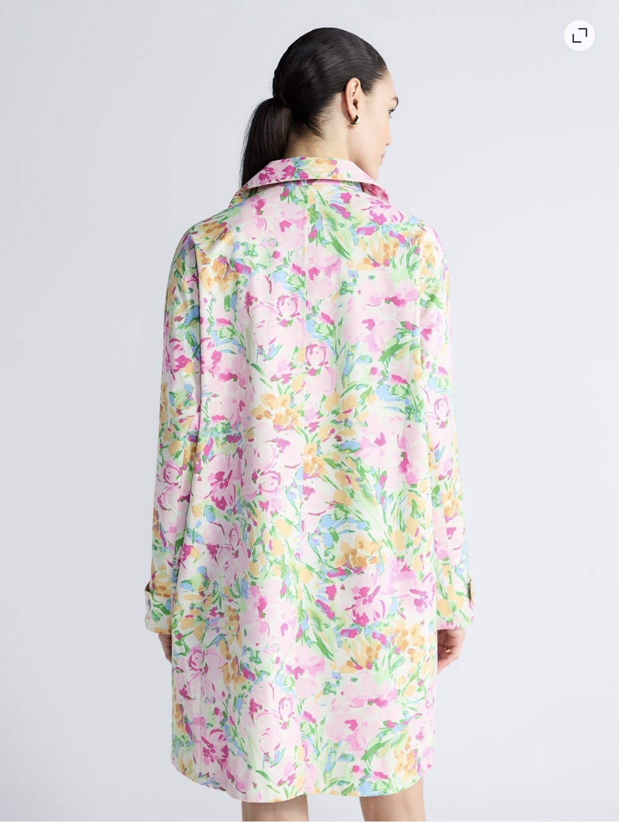 Free Assembly Womens Pink Floral Multi Color Car Coat Trench Size XL (16-18)