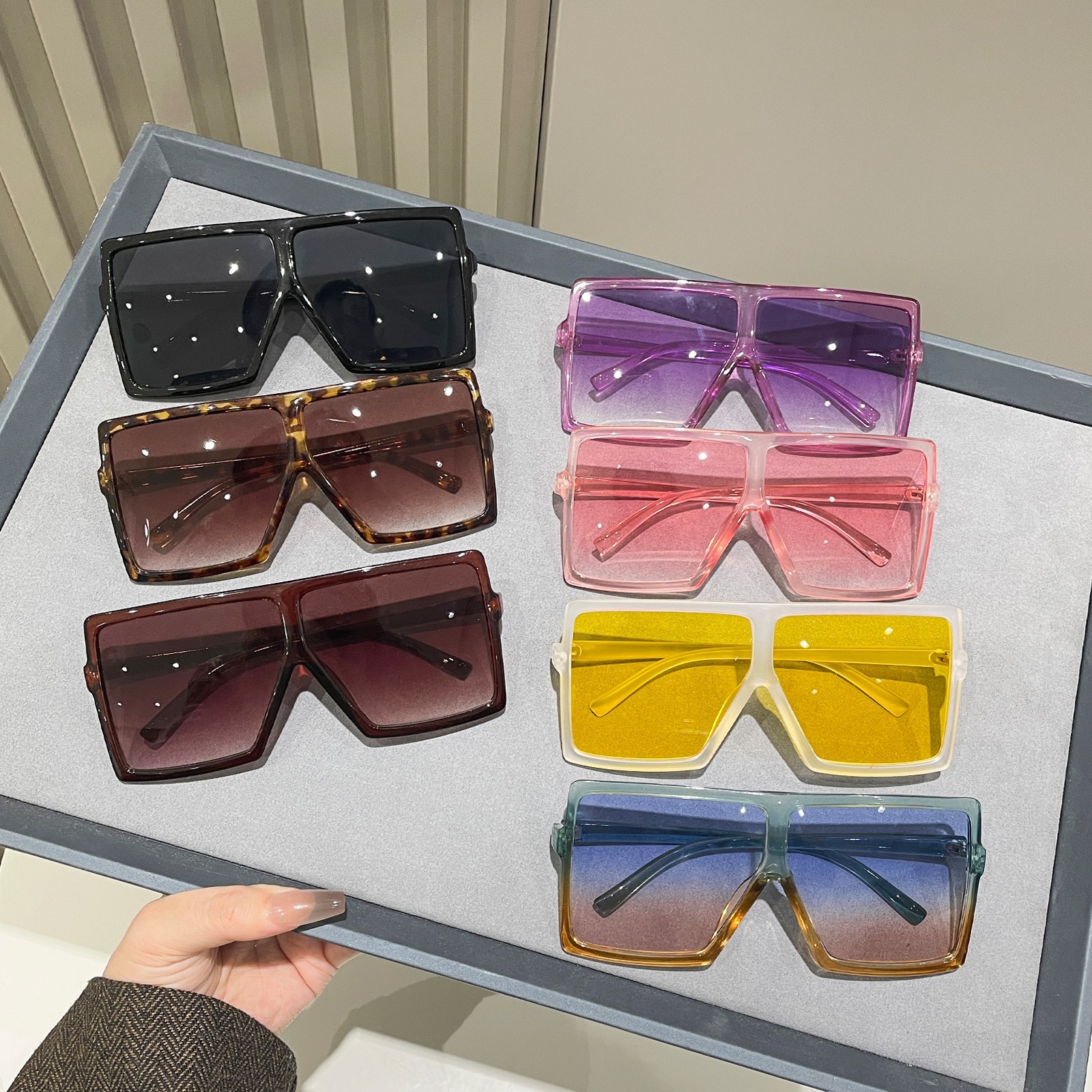 Oversize Square Flat Top Tinted XXL Women Sunglass with 400UV Polycarbonate Lens