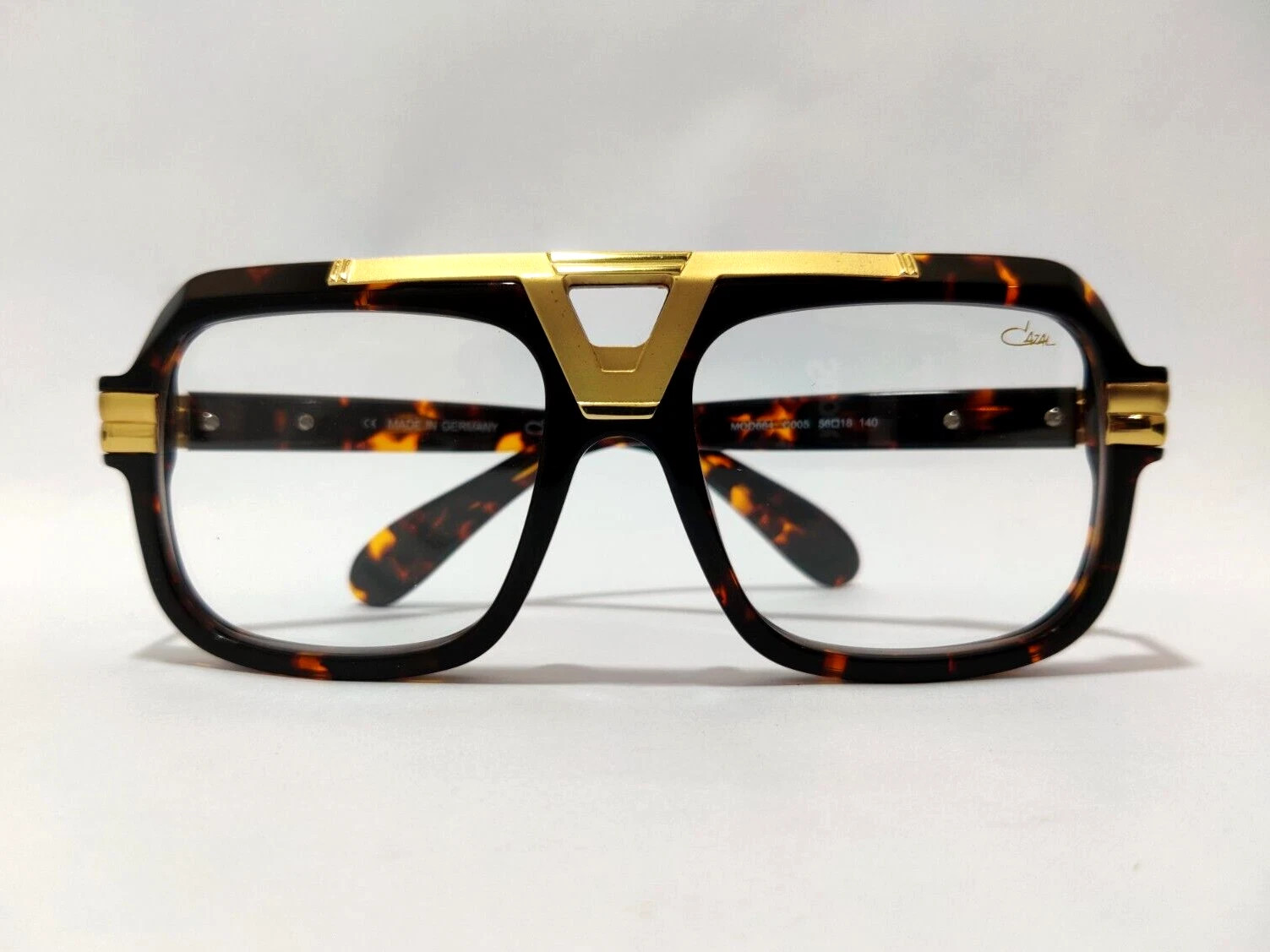 Cazal Sunglasses Tortoise & Gold Frame Clear Lens Men’s Women’s Eyewear