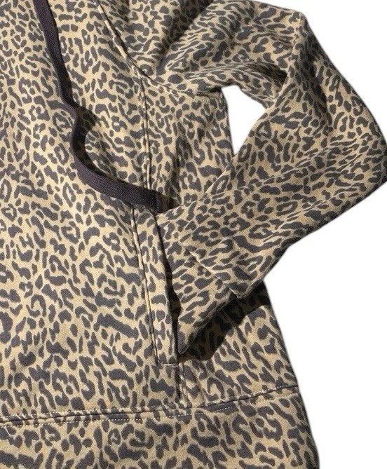 Anthropologie Daily Practice Hoodie Hooded Sweatshirt Leopard Print Brown XS NWT