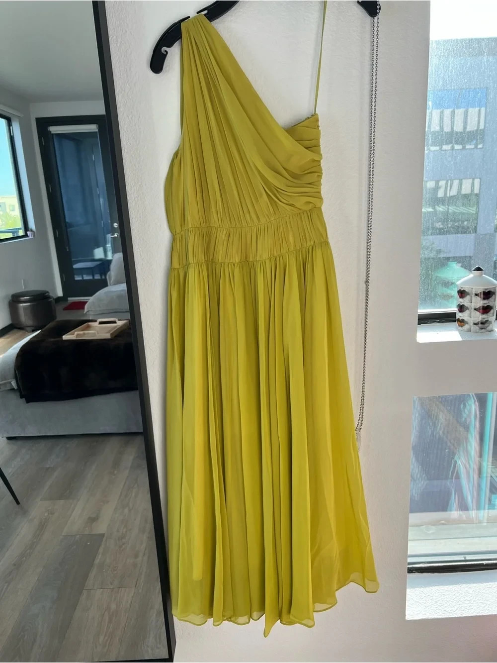 A.L.C. Drew Pleated One-Shoulder Maxi Dress in Cactus Blossom | Size 2 | $895