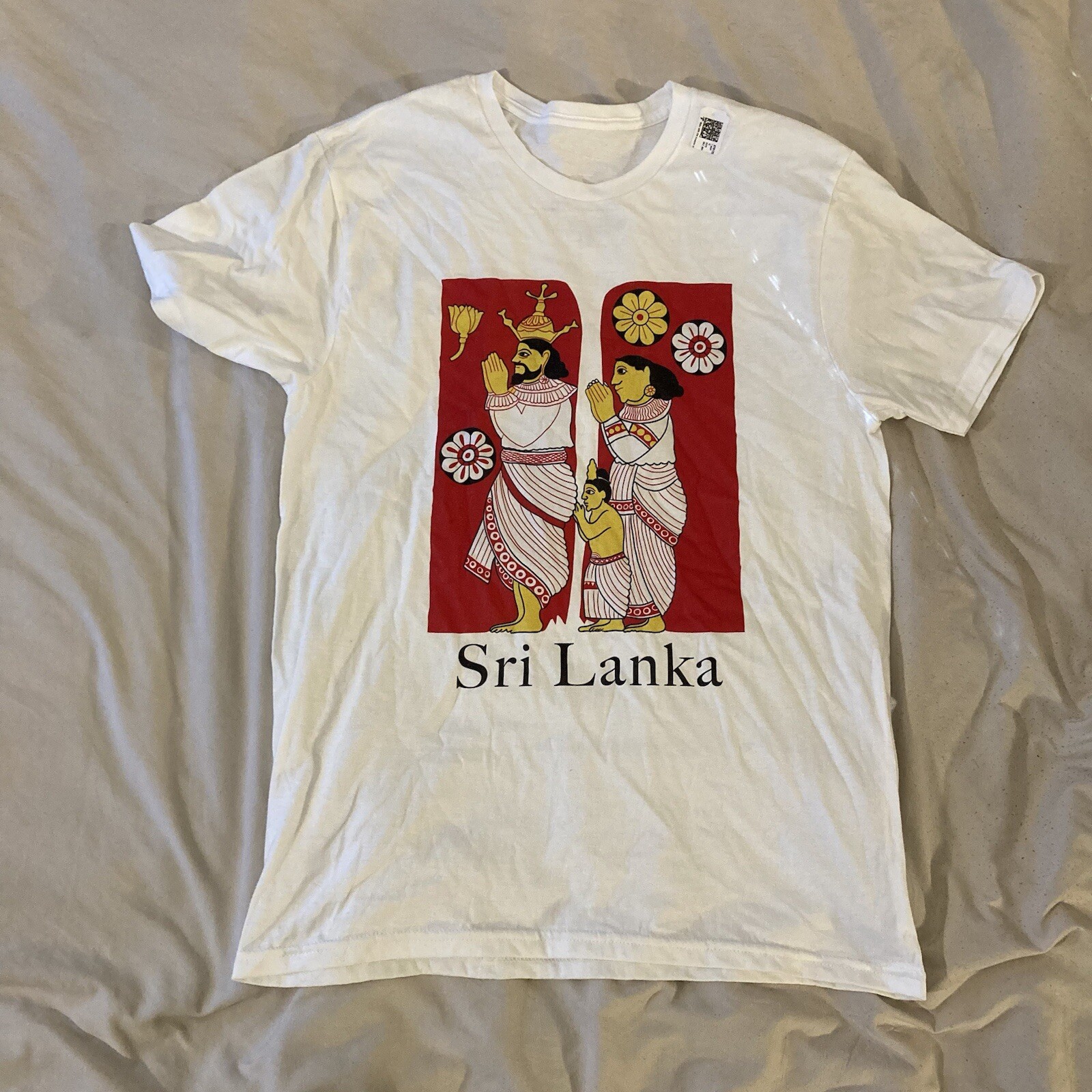 Sri Lanka Men’s MEDIUM White T-Shirt Graphic Art Design Printed Top