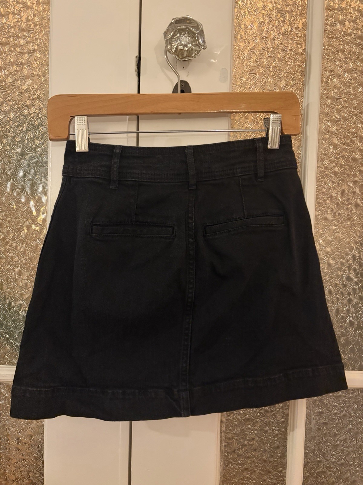 Madewell Black Stretch Denim A-Line Mini Skirt | Size 00