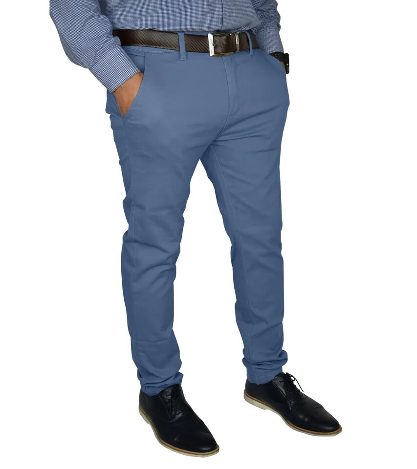 Mens Slim FIT Stretch Chino Trousers Casual Flat Front Flex Classic Full Pants