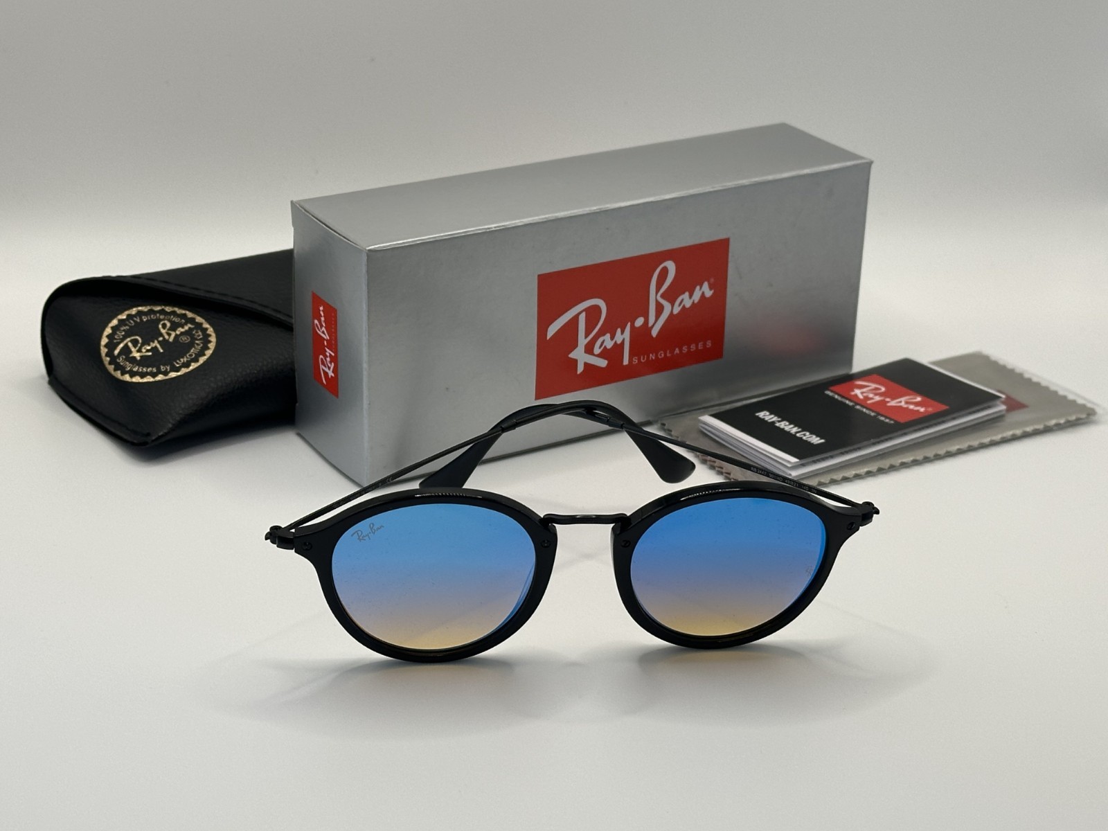 Ray-Ban Sunglasses RB2447 901/40 Round Blue Flash 49-21 145 3N