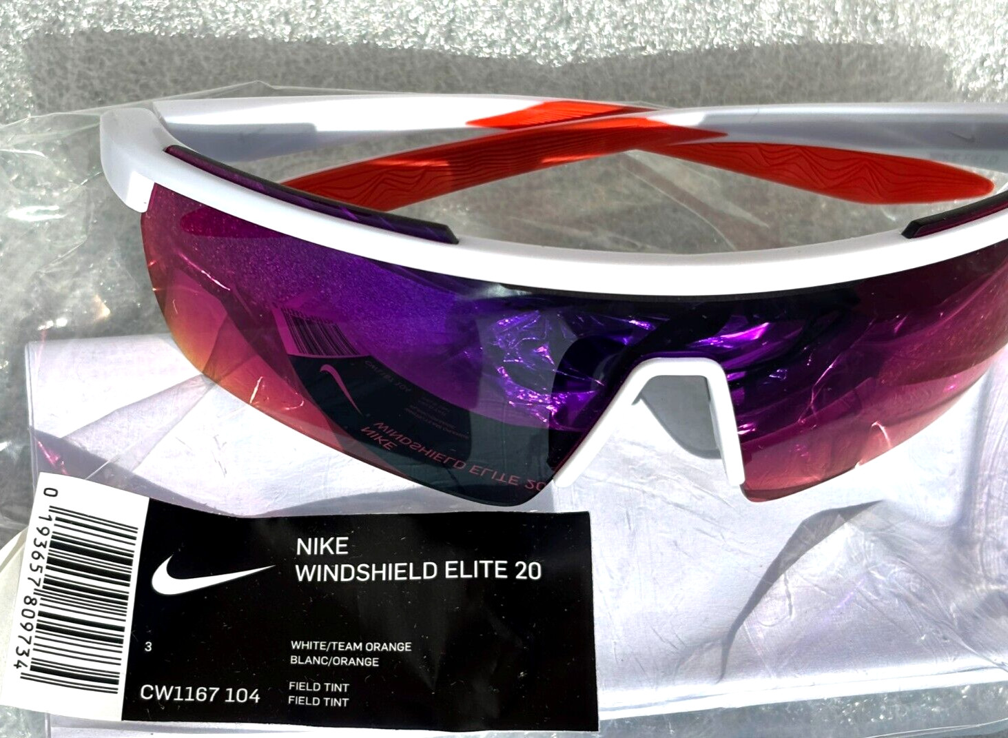 Nike WINDSHIELD ELITE 20 White Team Orange Frame Field Tint Sunglass CW1167 104