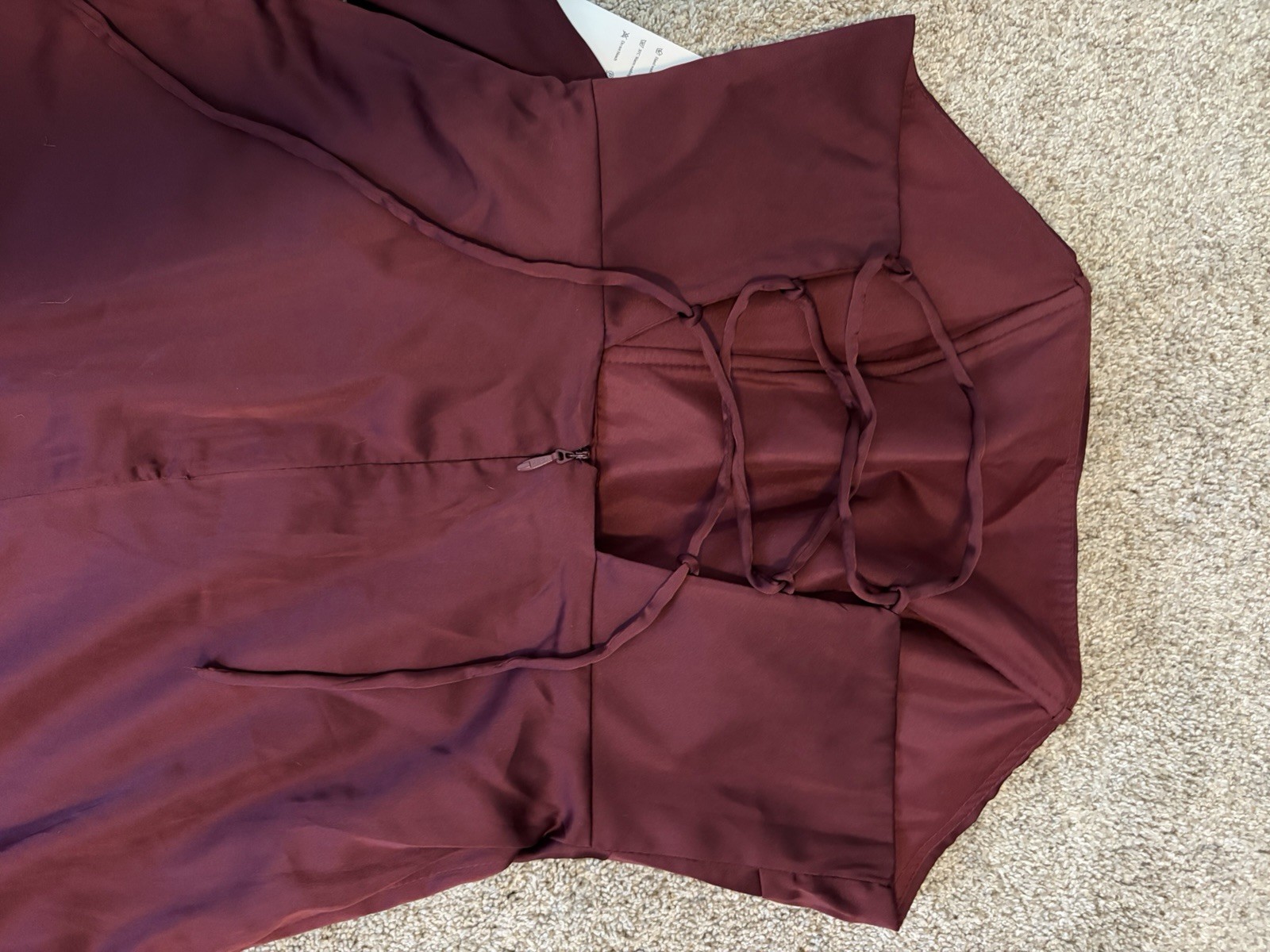 Wear Your Love Burgundy Satin Strapless Bodycon Lace-Up Back Dress S