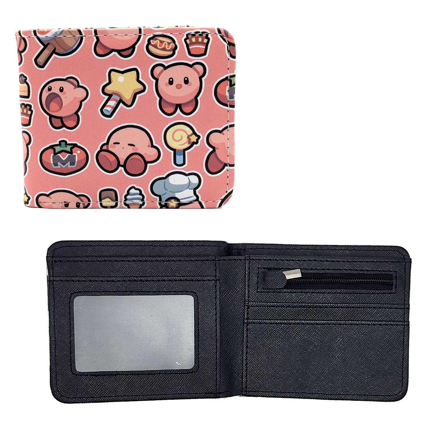 KIRBY FOOD & ICON PATTERN Kirby 4 in. Bi Fold Wallet (Kabi Anime Adventures)