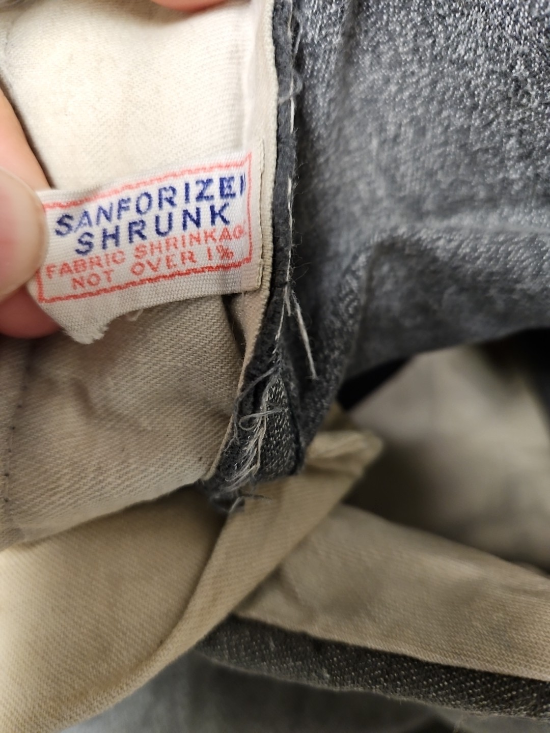 Vtg 40s 50s Sanforized Cotton Trousers Pants Button Fly Distress Repair 29×28