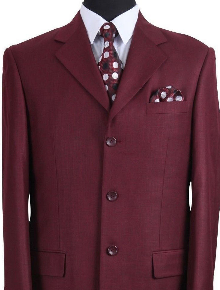 Men’s Classic 3 Button Wool Feel Business Suit Milano Moda Style 5802M