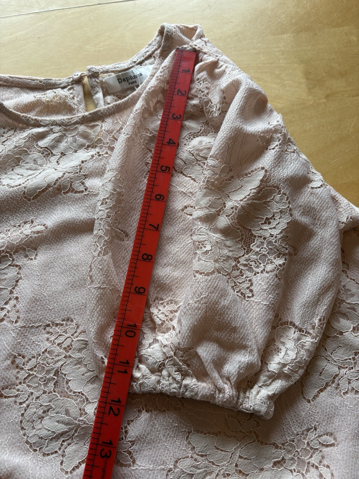 Daphnea Paris Blush Pink Lace Puff Sleeve Top Size S BNWT