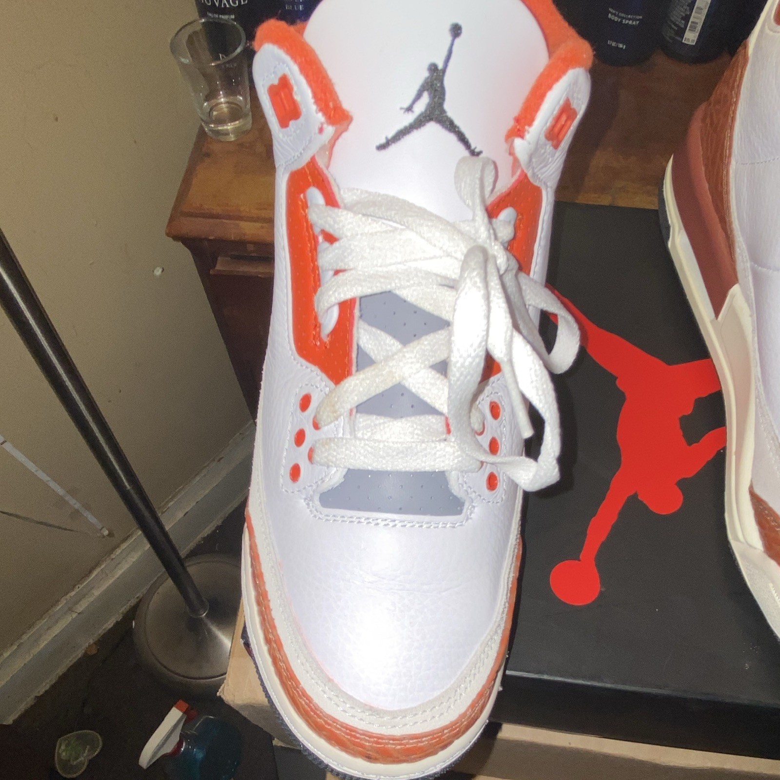 Jordan Air Jordan 3 Retro SE (GS) 7Y White/Orange/Gray Leather Mid Top