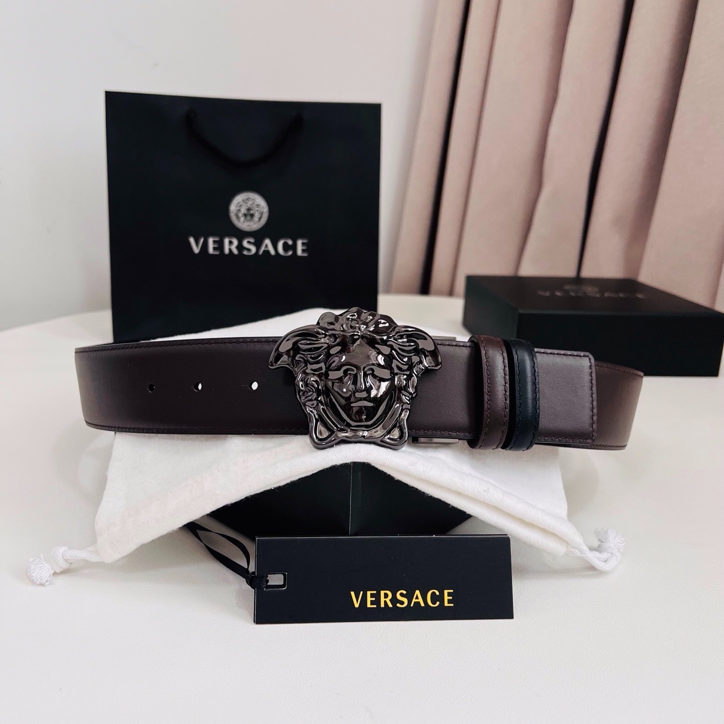 Authentic Versace La Medusa Men’s Leather Belt
