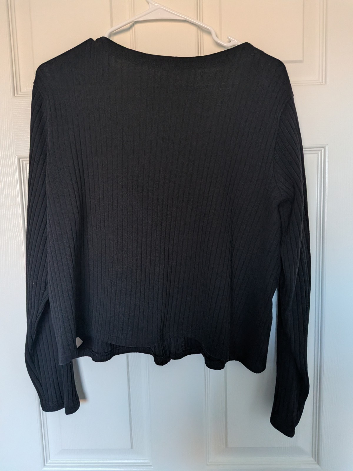 Old Navy Women’s Black Ribbed Knit V-Neck Long Sleeve Stretch Top XL