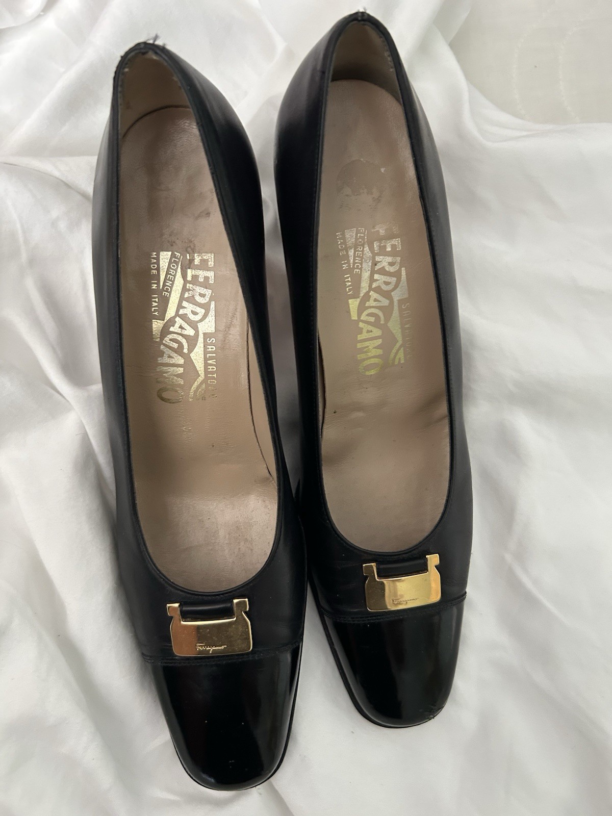 Vintage Classic Salvatore Ferragamo Shoes Black Color Size 8. 2A (double Narrow