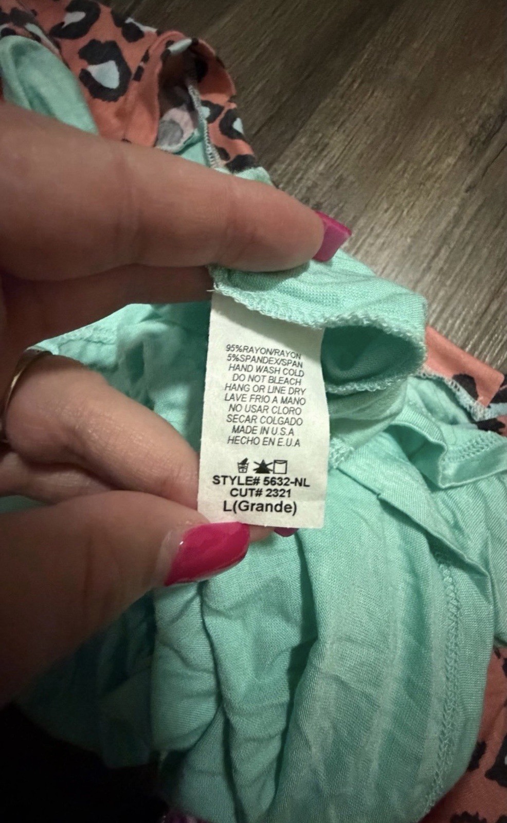 Women’s Mint Green Raglan Round Neck Short Sleeve Leopard Print T-Shirt Size L