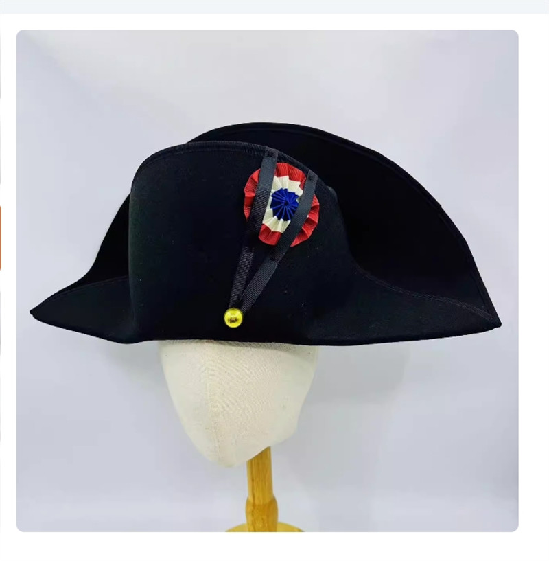Napoleon French Captains Bicorne Hat Woolen Cap Cosplay Accessories Gift 2024