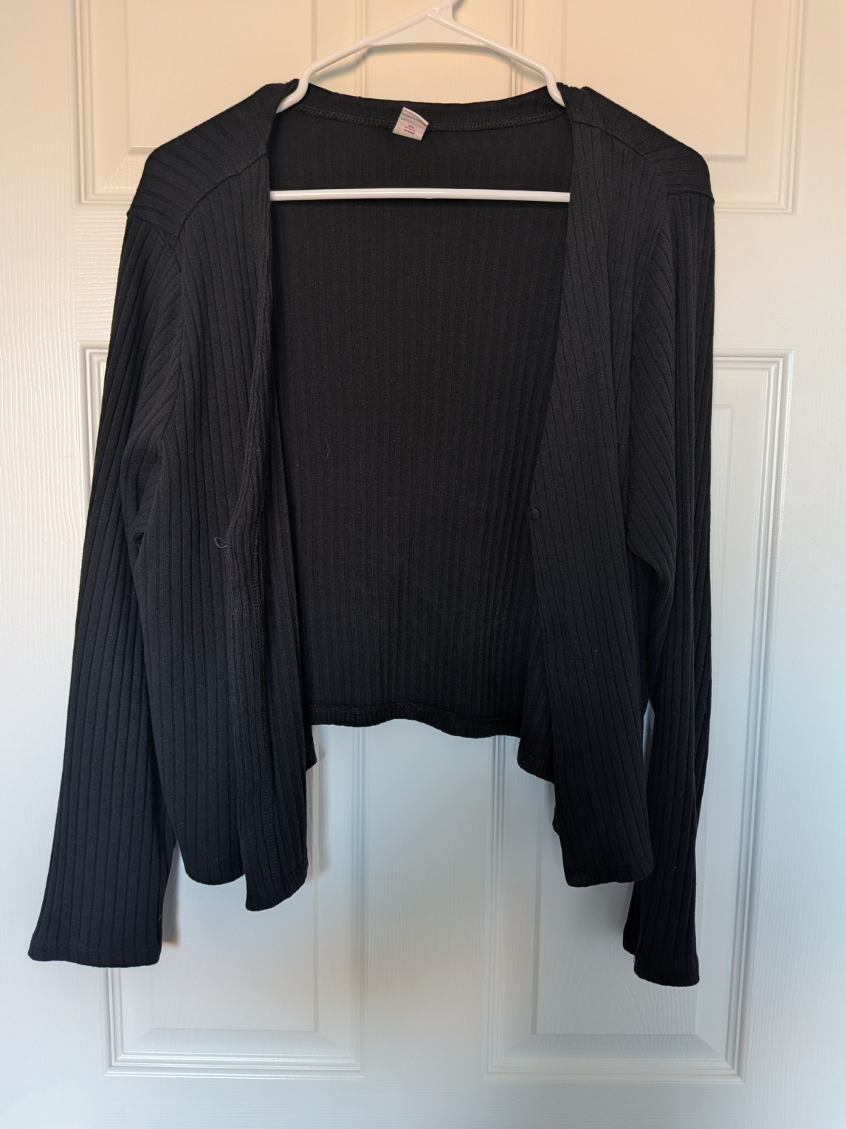 Old Navy Women’s Black Ribbed Knit V-Neck Long Sleeve Stretch Top XL