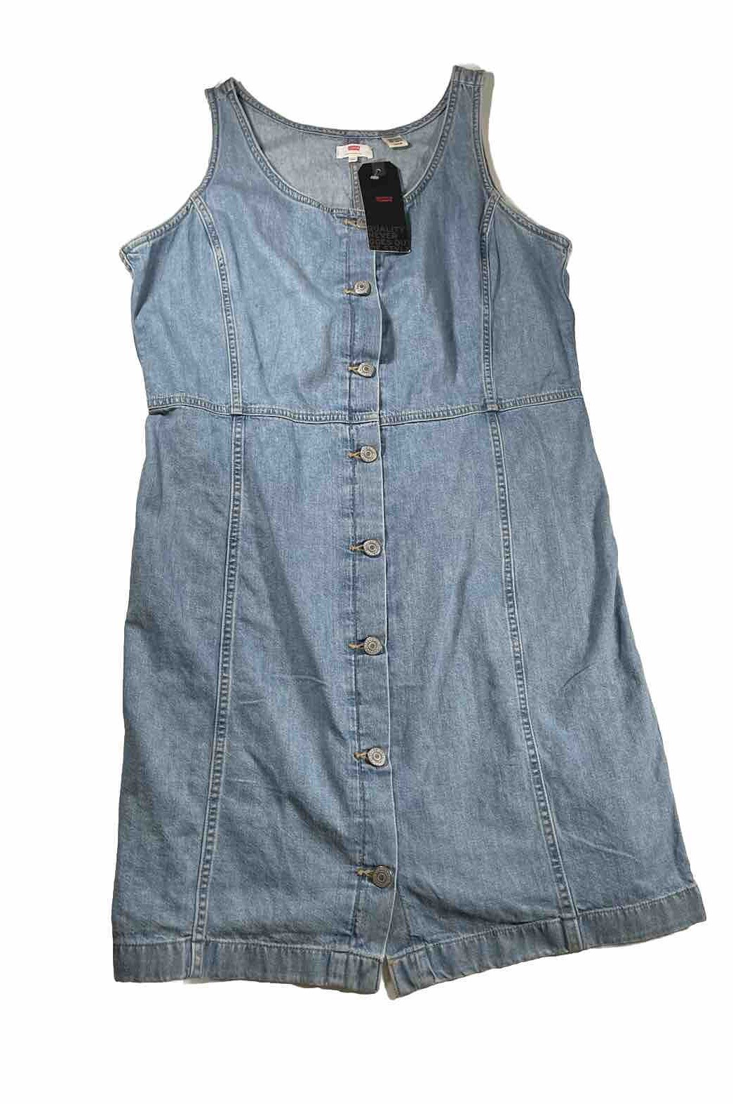 Levis Womens Blue Denim Dress Sleeveless XL Button Front Sri Lanka NWT Casual