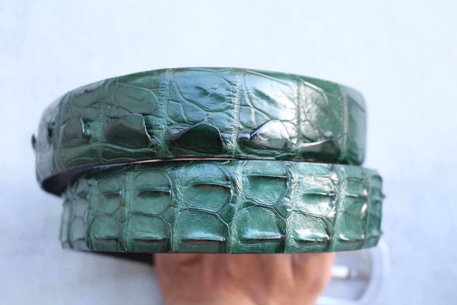 Without Jointed- Green Alligator Crocodile Print Leather Men’s BELT