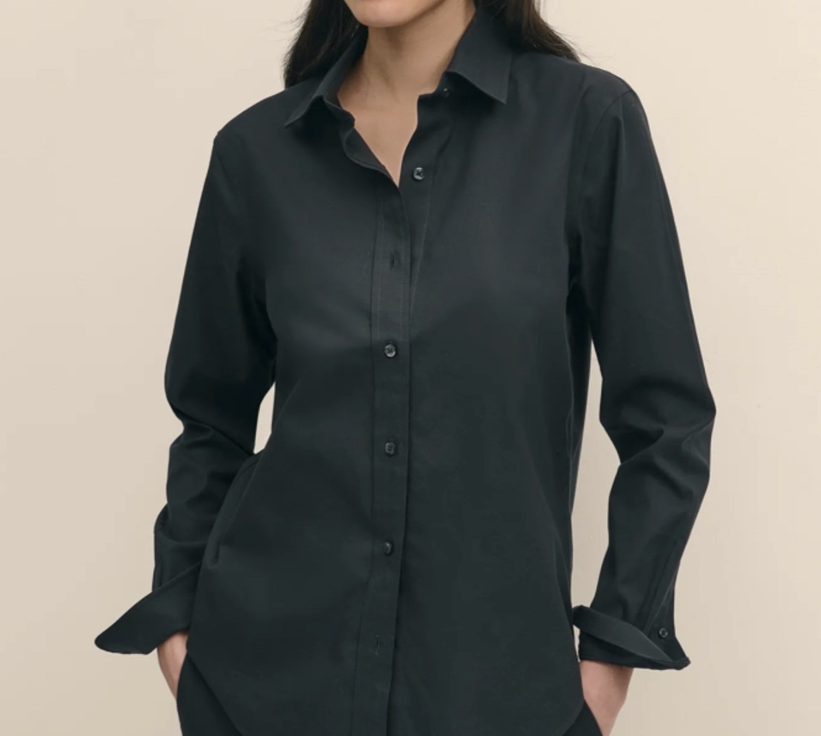 Brooks Brothers Women’s’ Black fitted non-iron stretch dress shirt. NWT