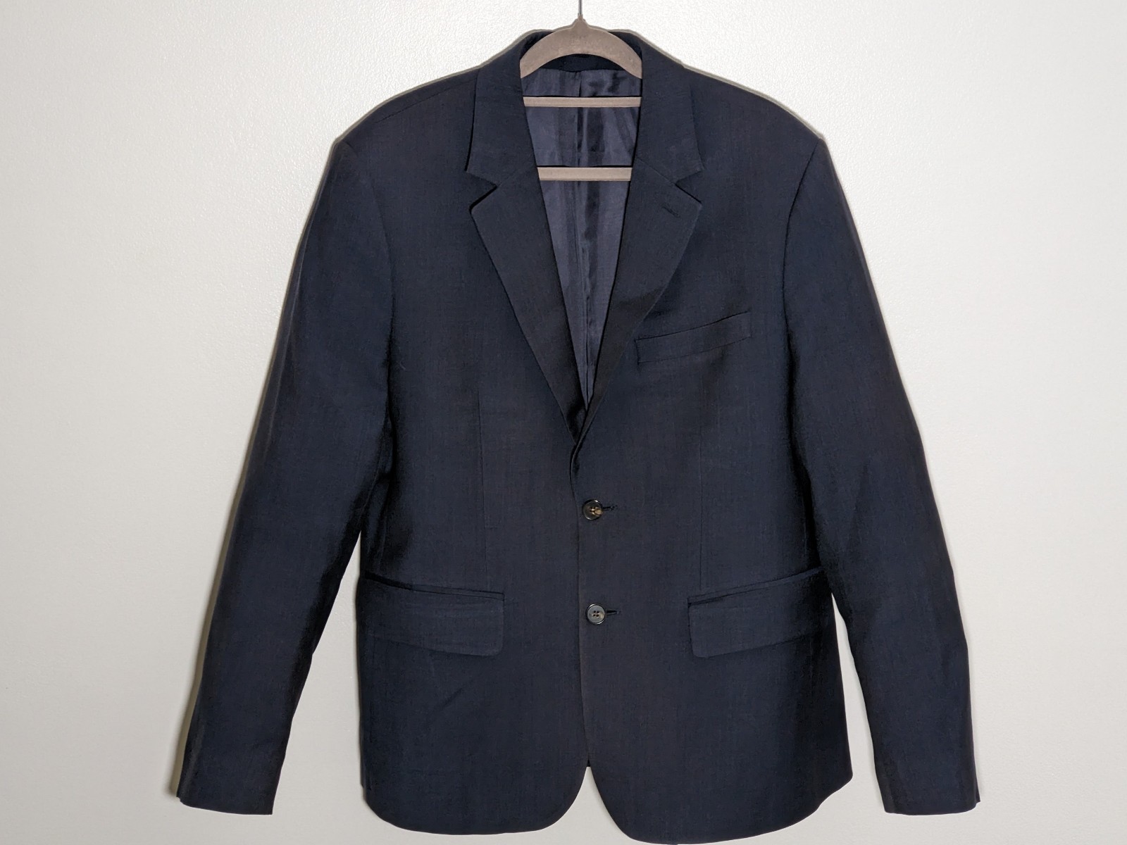 Aquascutum London Navy Wool Blazer Jacket Mens 40S Cupro Lined Made In Portugal