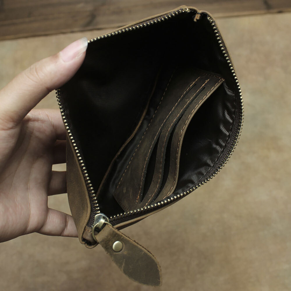 Leather Cash Long Wallet Envelope Zipper Pouch – Money Holder for Men & Women.
