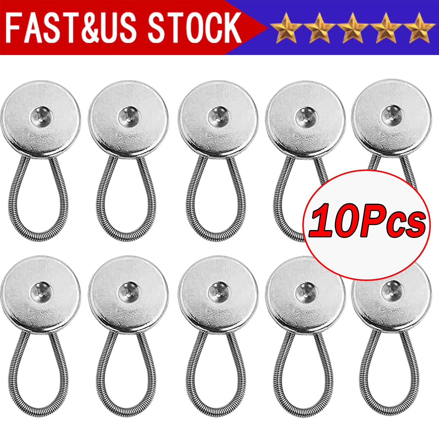 10x Metal Collar Neck Waist Extender Expander Buttons for Men Dress Shirt Pants