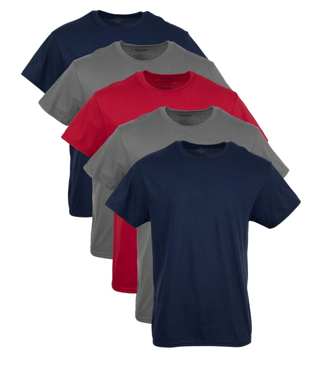 Gildan Men’s Crew T-Shirts Multipack Style G1100 NavyCharcoalCardinal Red L