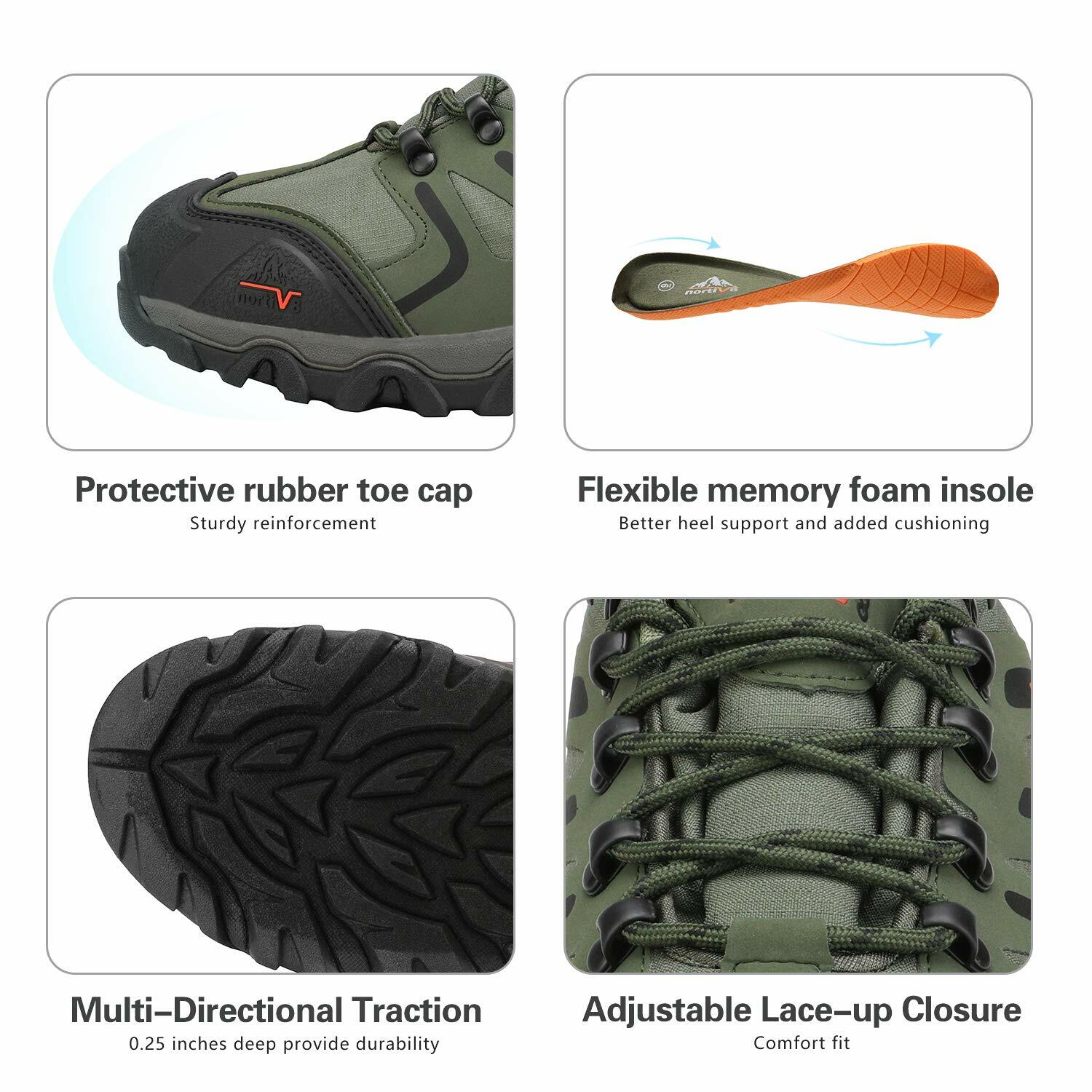 Nortiv 8 Men’s Hiking Boots Waterproof Outdoor Backpacking Work Shoes US 6.5-13