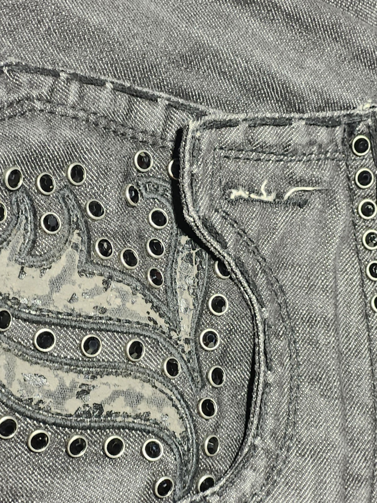 Laguna Beach Men’s Bootcut Jeans Gray Medium Wash Denim Relaxed Studded Logo