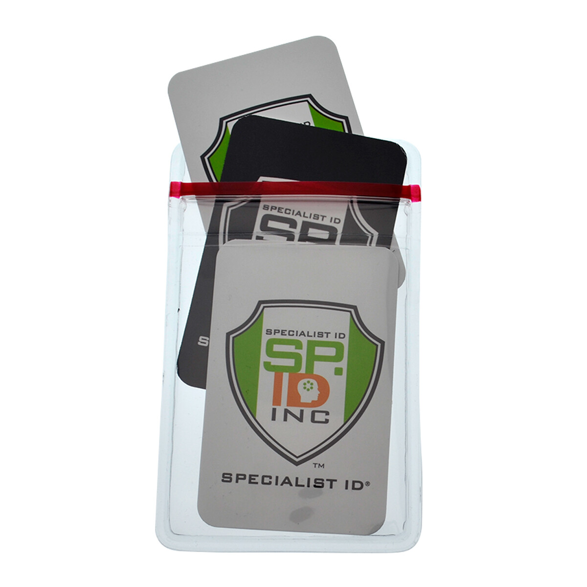 5 Pack – Heavy Duty Vertical Vinyl Badge Holders with Zip Top by Specialist ID