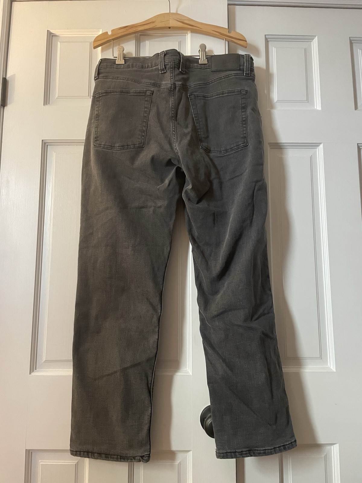 L.L. Bean BeanFlex Jeans Mens 36×30 Grid Fleece Lined Stretch Denim Dark Grey