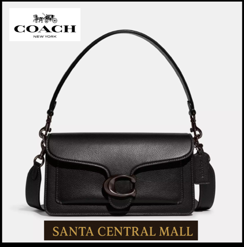 COACH CH857 Tabby Shoulder Bag 26 Polished Pebble Leather Black Outlet New SMM