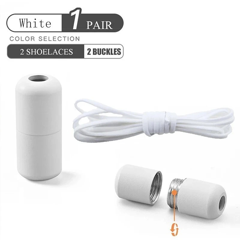 No Tie Elastic Shoelaces Semicircle Sneakers Quick Lazy Metal Lock Laces – 100cm
