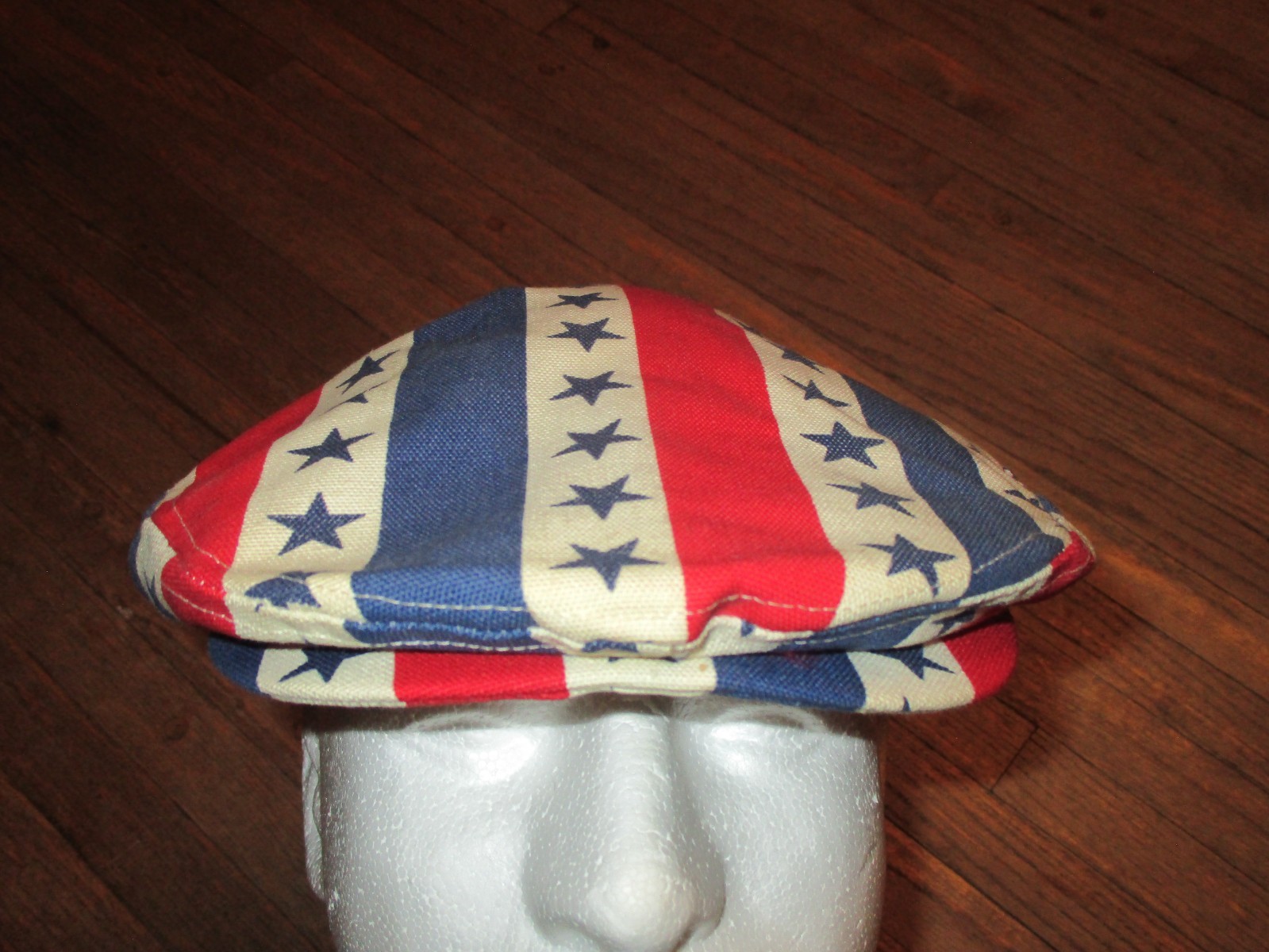 vtg 70’s Stars & Stripes Cabbie Hat Newsboy Cap USA Flag Bicentennial Denim SM/M
