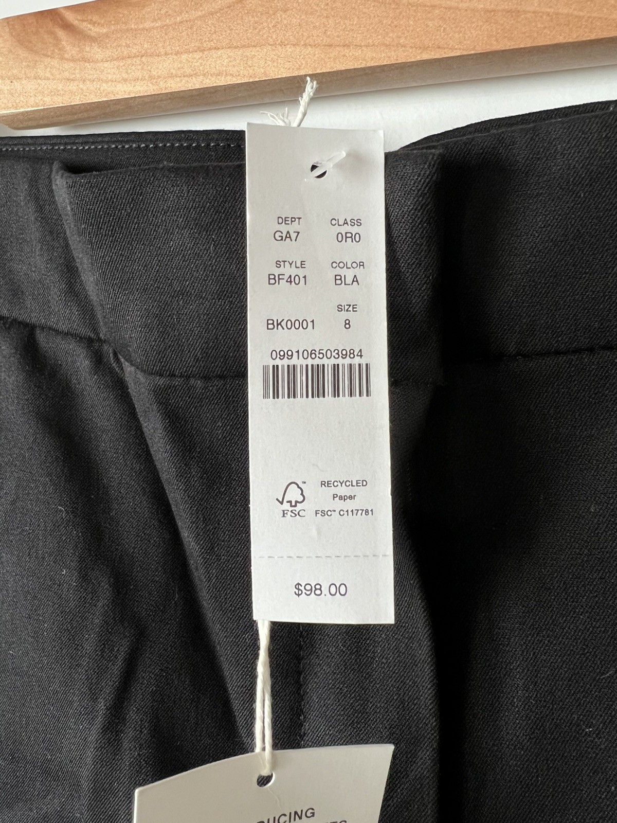NWT J. Crew Straight-Leg Pant In Bi-Stretch Cotton Blend Black 8 Classic BF401