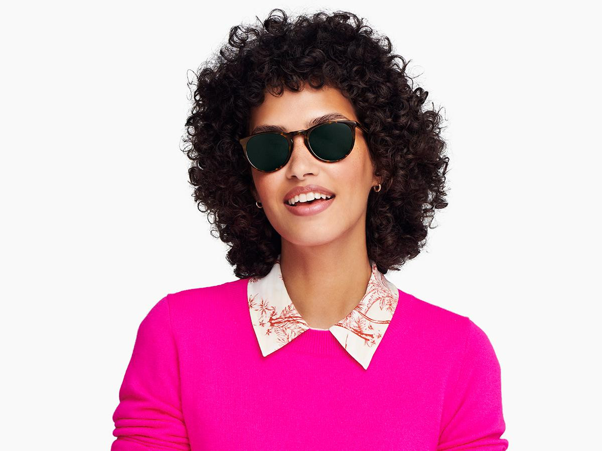 Warby Parker HASKELL Sunglasses WHISKEY TORTOISE Frames Polarized Green Lens NWT