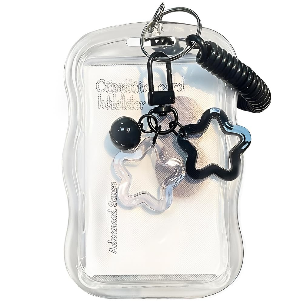 1Pcs Cute Photocard Holder Keychain Kpop Photo Card Holder Star Wave Photocard K
