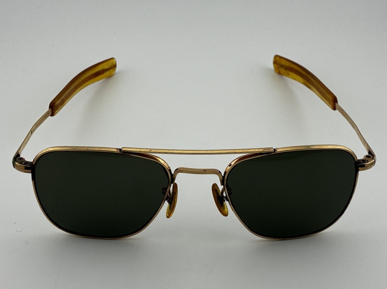 American Optical 5 1/2 Gold Filled 1/10 12K GF Vintage Aviator Sunglasses Pilot