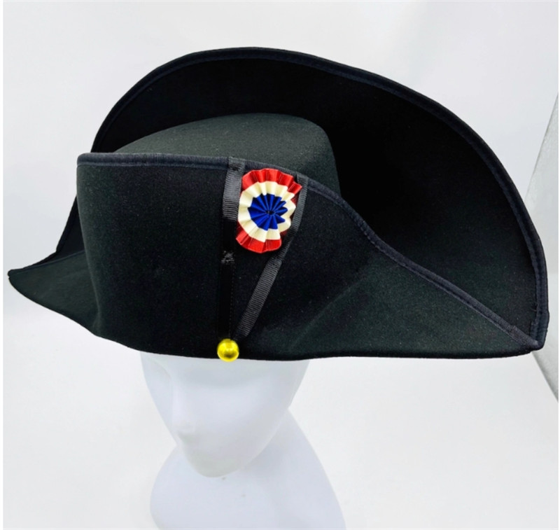 Napoleon French Captains Bicorne Hat Woolen Cap Cosplay Accessories Gift 2024
