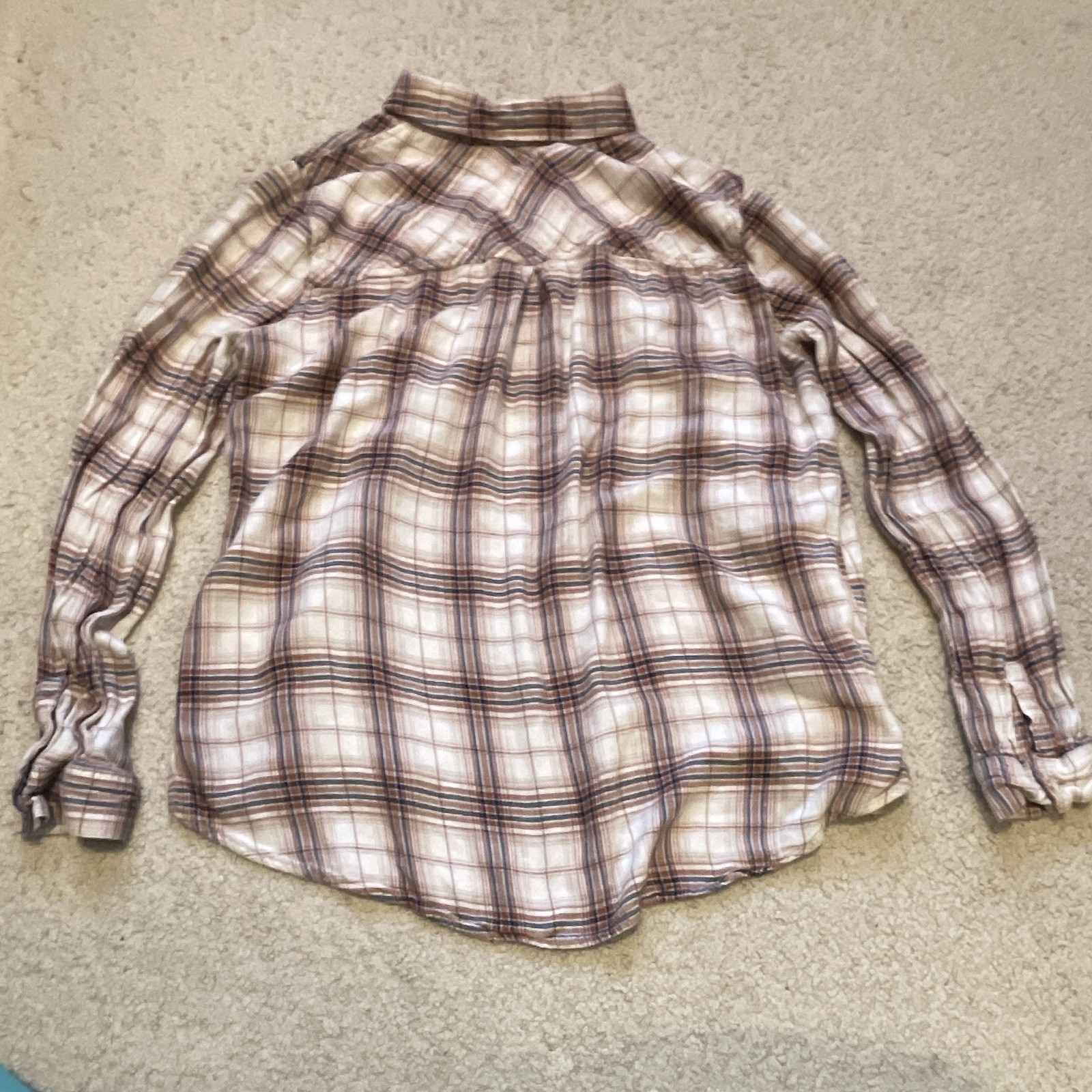 Becool Plaid Flannel Button-Up Collared Long Sleeve Shirt, Beige/Brown, M