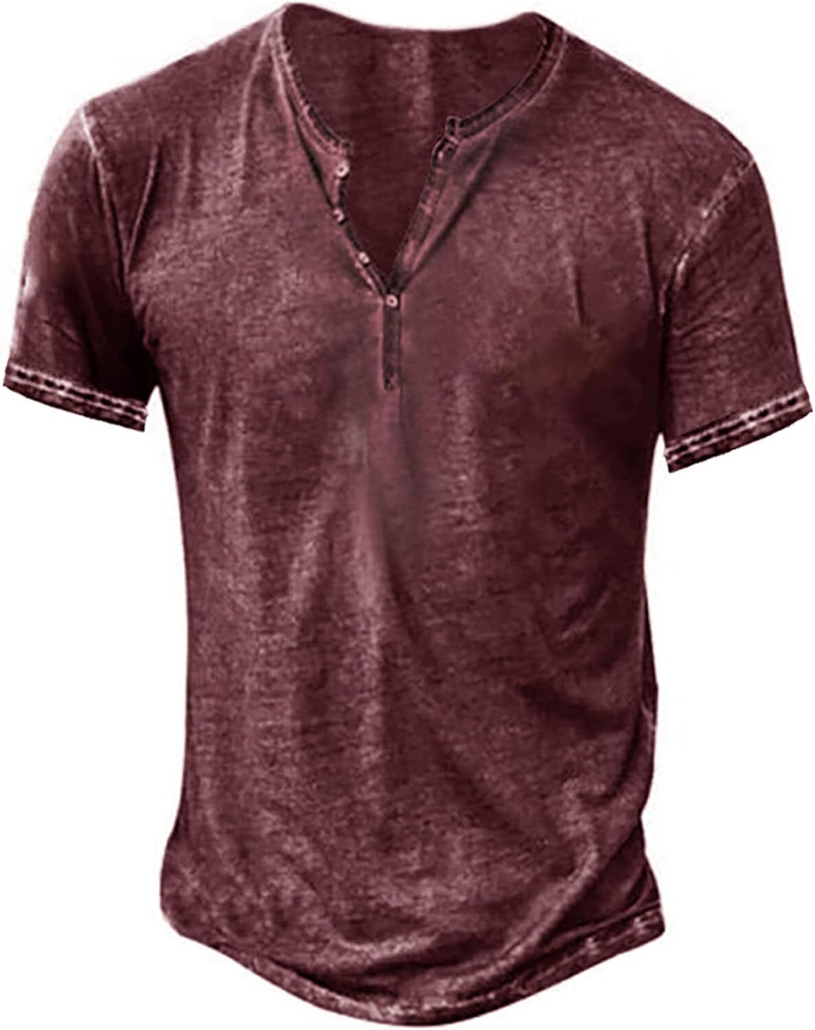 Mens Summer Henley Casual Tee Tops Short Sleeve V Neck Holiday Pullover T- Shirt