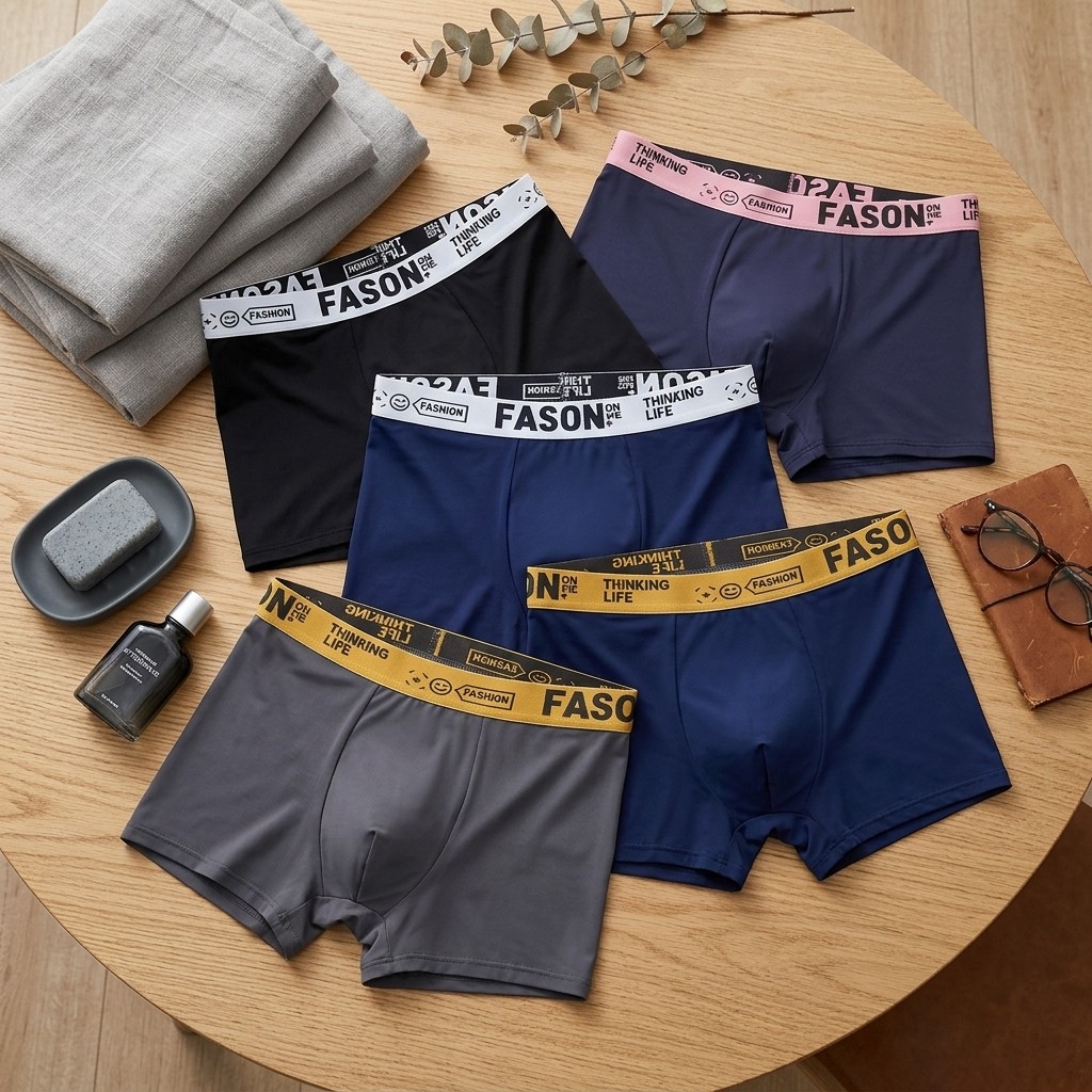 5Pcs Men’s Casual Boxer Briefs, Soft Breathable Stretch Athletic Underwear 5Pack