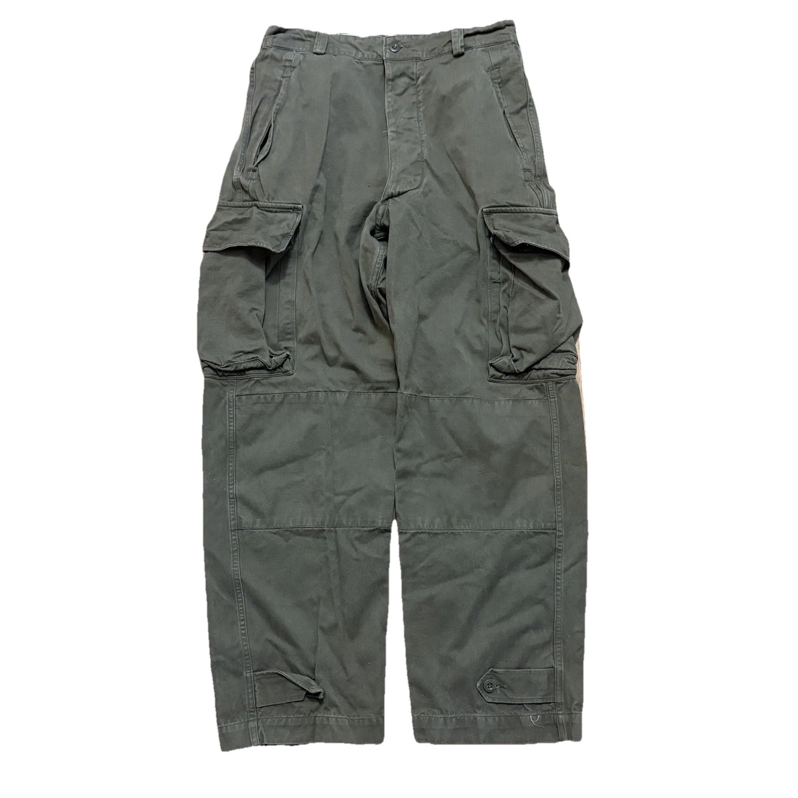 French Military Cargo Pants 60s~French Army M-47 Late Type Herringbone 33 Used