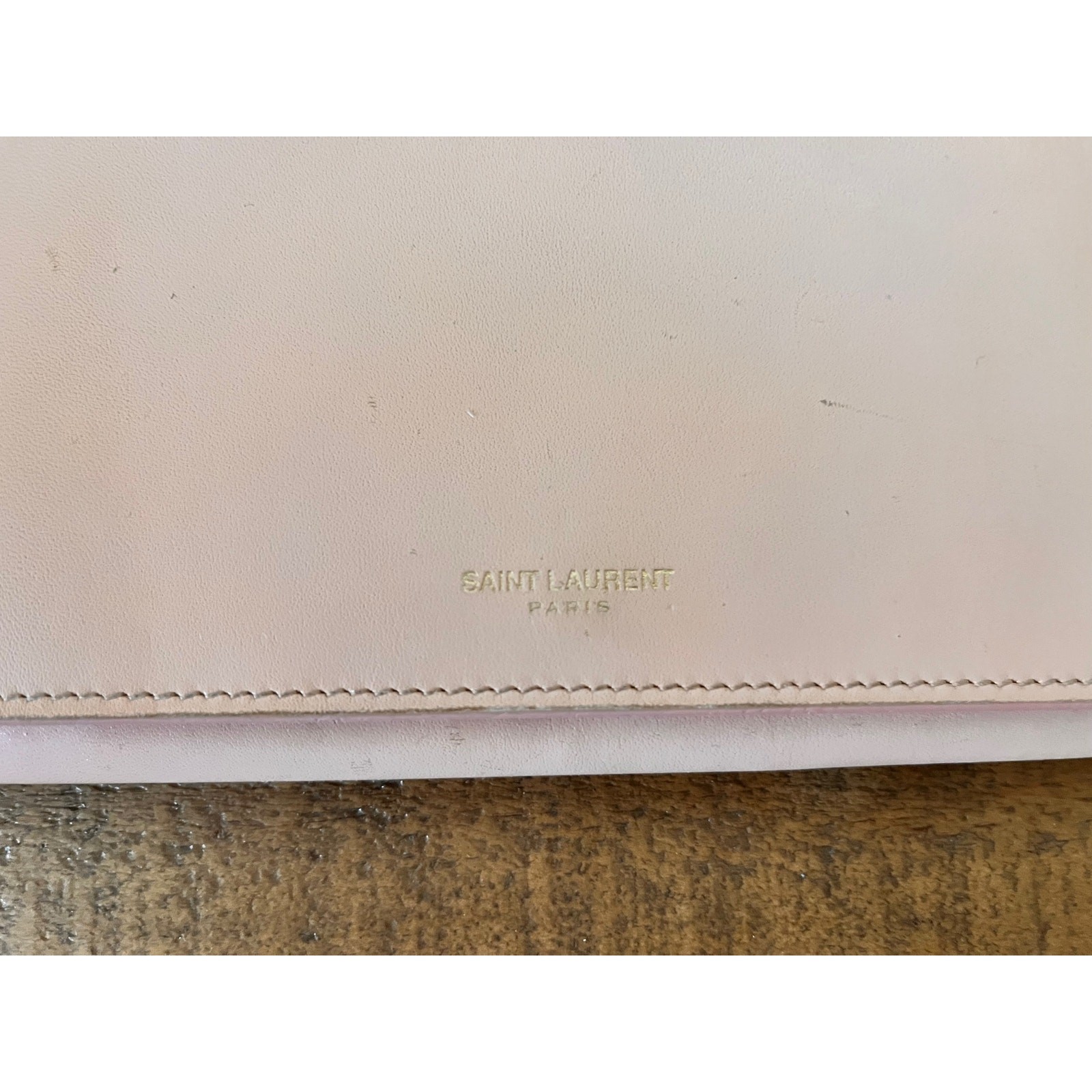 SAINT LAURENT YSL Leather Long BI-FOLD Wallet in Blush Pink