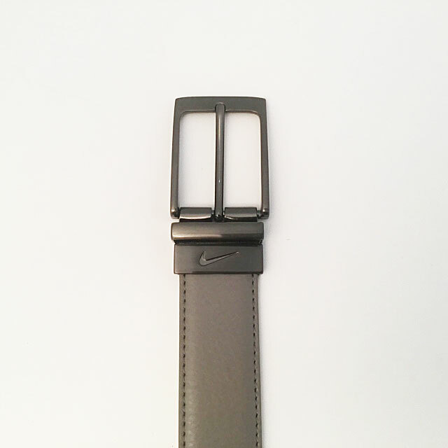 NIKE GOLF MEN’S LEATHER REVERSIBLE STITCH BELT SZ: 34 (FITS W32) GREY/WHITE 308