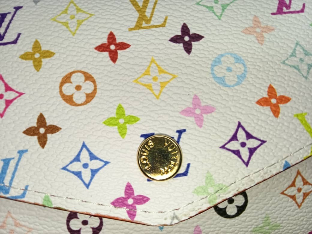 Louis Vuitton White Multicolor Takashi Murakami Sarah Long Wallet Pink Interior