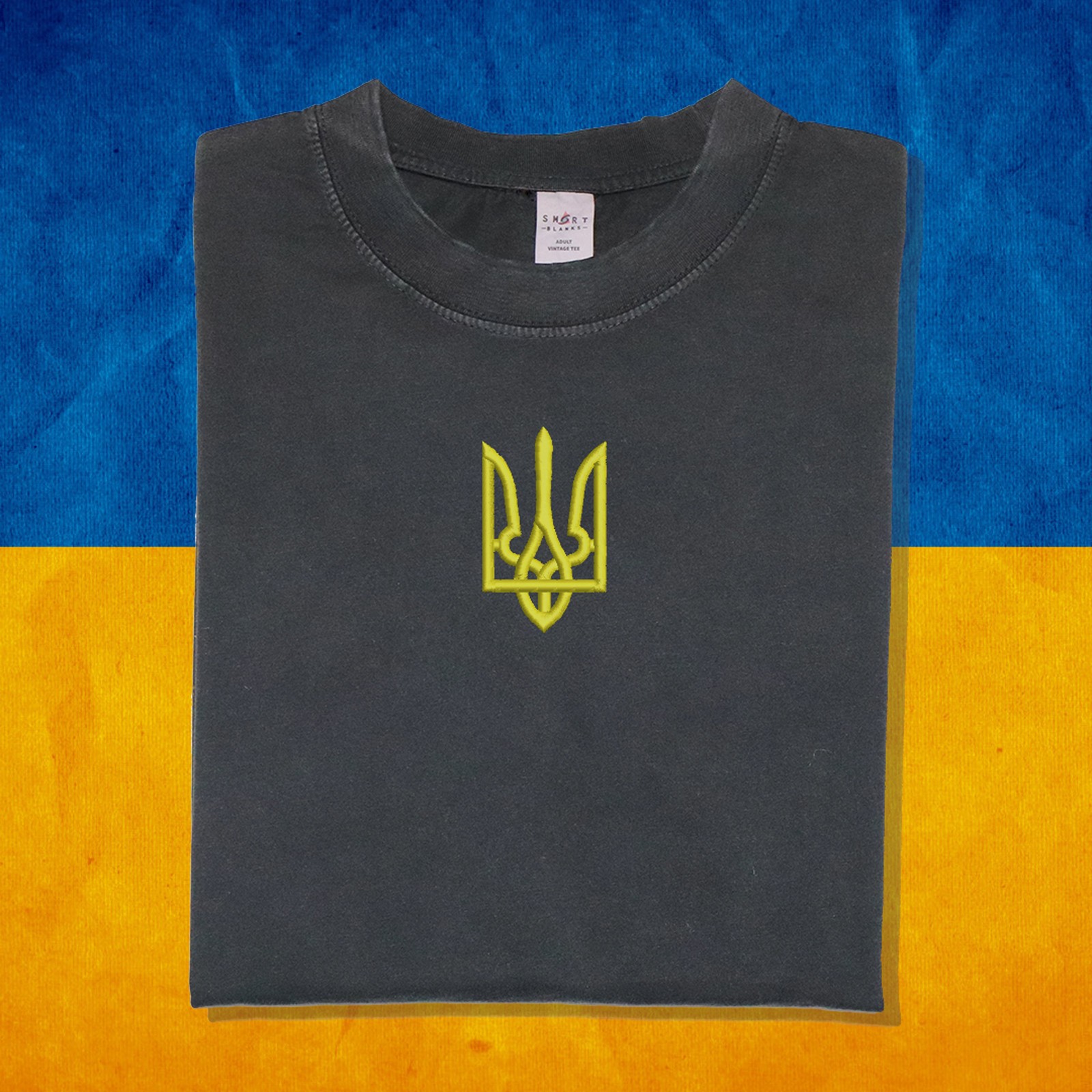 Ukraine Embroidered Vintage Black Ukrainian Volodymyr Zelenskyy Golden Trident