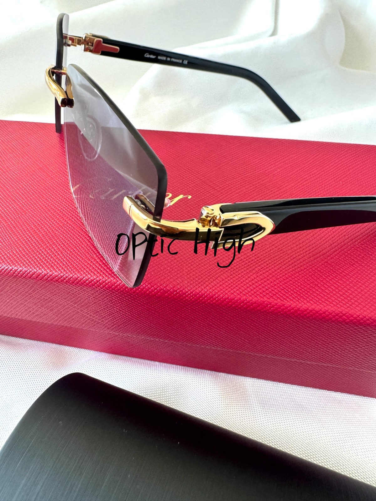 Cartier Men’s Rimless Sunglasses Gold CT0273S France w/ Box Case